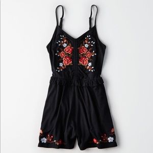 AE Embroidered Scrunch Front Romper